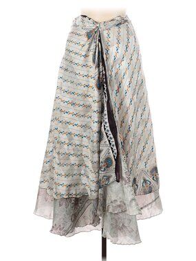Henna 100% Silk Wrap Skirt - Multi-Colored - One Size